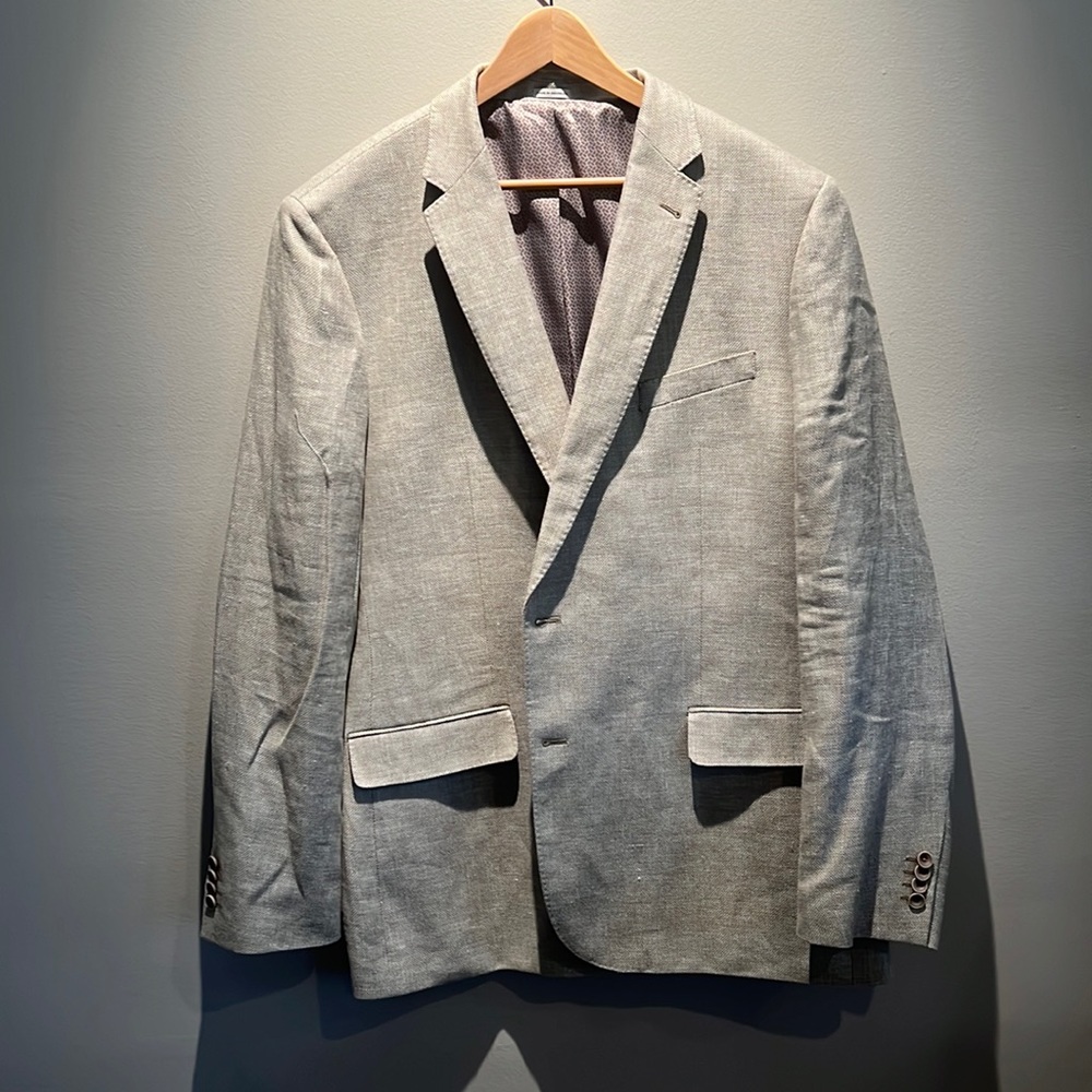 Joseph Abboud Heritage Tan Light Gray Wool Sport Coat Size 48XL Mens